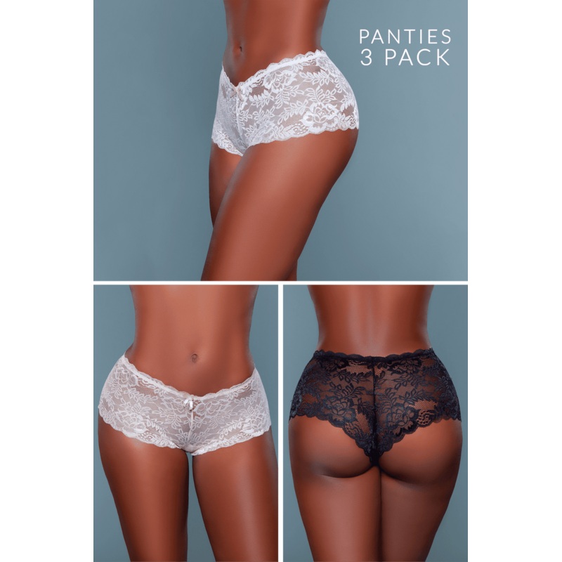 Matilda Lace Boyshort (3 Pack) Pink/Nude/Black L