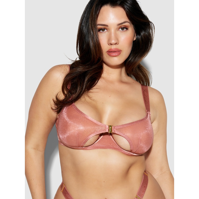 Pia Unlined Cutout Mesh Bra Brick Dust S