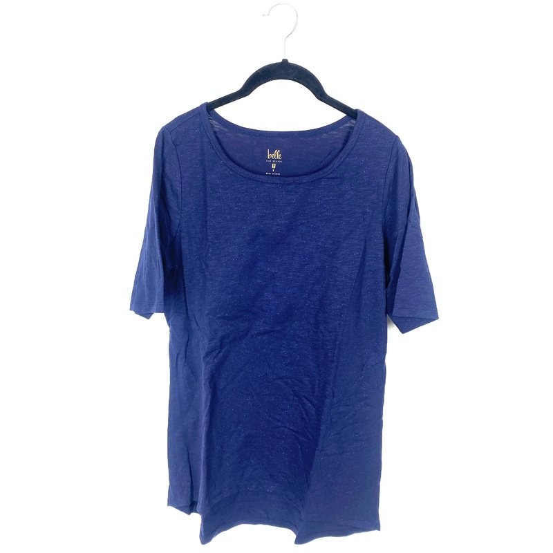 Sparkly Navy Blue Scoop Neck T Shirt – Small