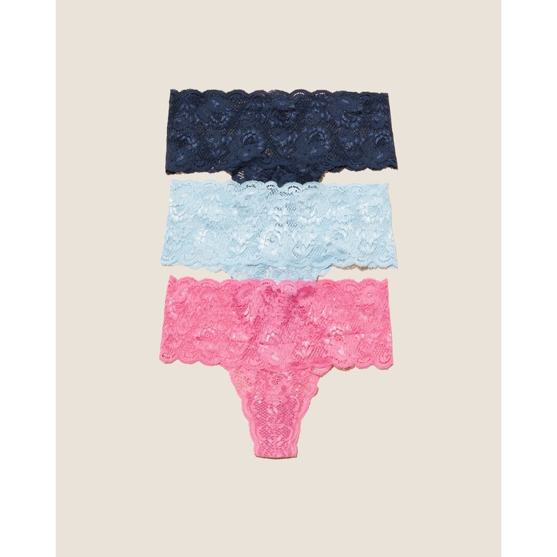 Tanga Comfie, 3Er-Pack Rani Pink Aasmani Blue Navy Blue S/M