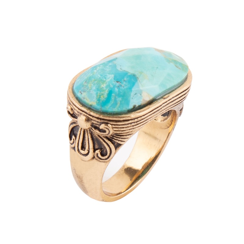 Blue Turquoise Oval Statement Ring 7