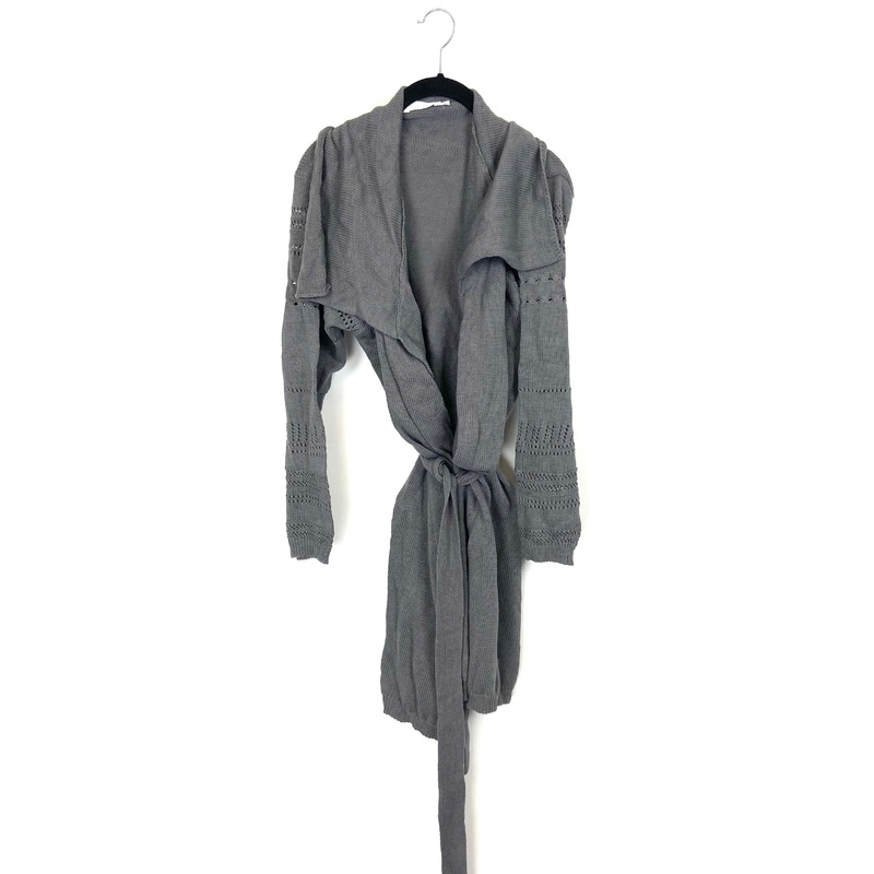 Grey Knitted Long Cardigan – Small