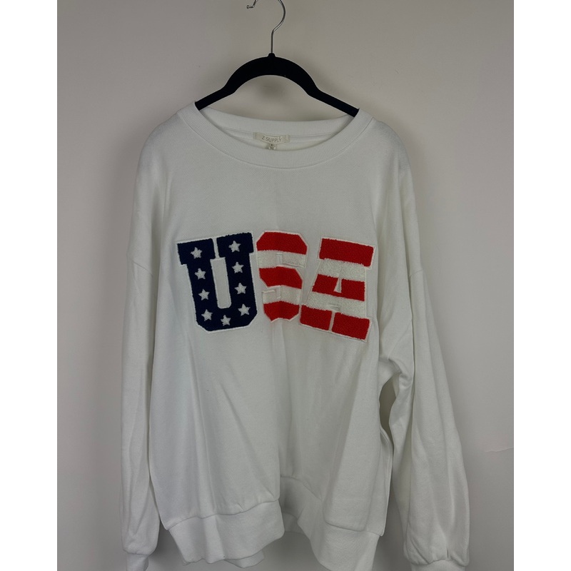 White USA Crewneck Sweatshirt – Size 0/2