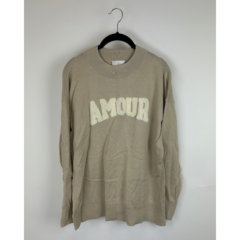 Beige “Amour” Knit Sweater – Size 6/8