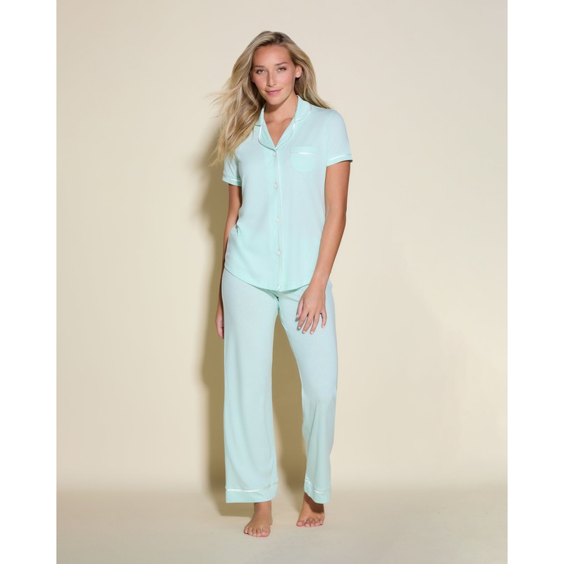 Conjunto De Pijama Con Camisa De Manga Corta Y Pantalones Lagoon Mint/Ivory XS