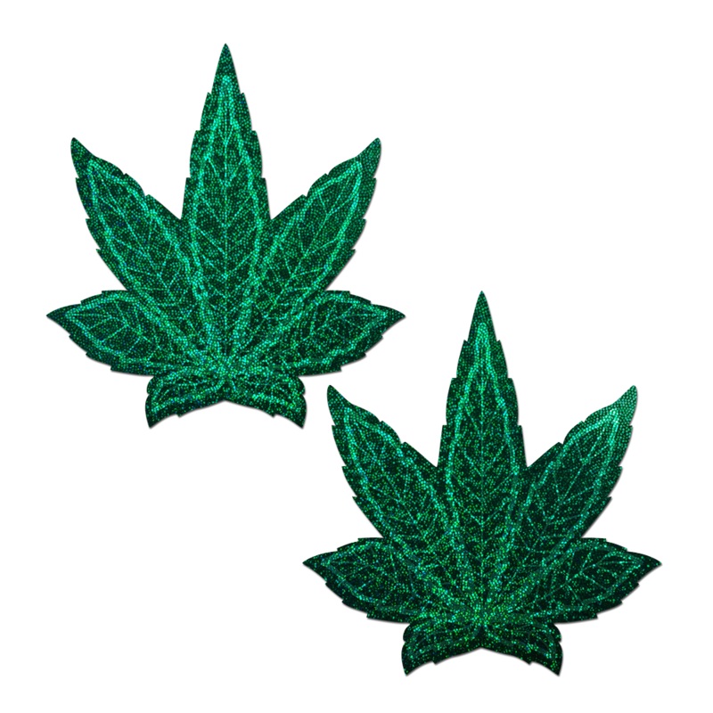 Coverage: Pot Leaf Glitter Green Full Breast Covers Support Tape by Pastease