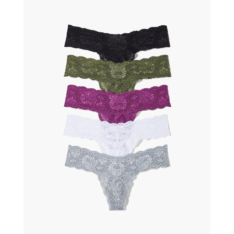 Cutie Lr Thong 5 Pack Carnevale Dove Gray Cappero Black White One Size