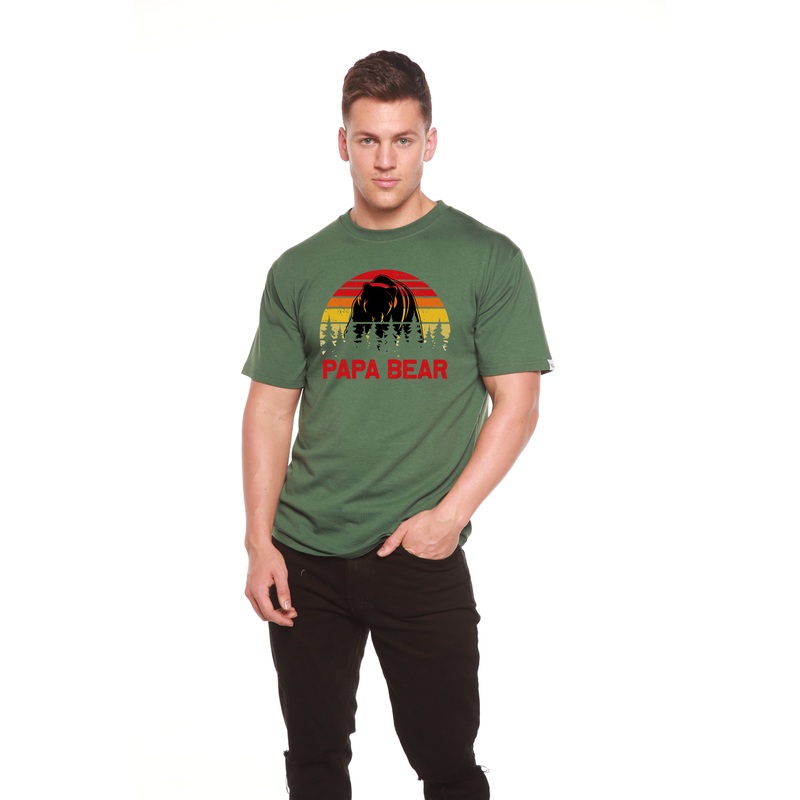 Papa Bear Men’s Bamboo Viscose/Organic Cotton Short Sleeve Graphic T-Shirt Medium Black