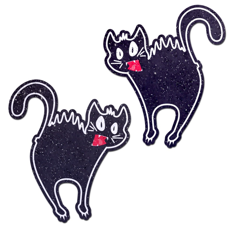 Scaredy Cat Black Kitty Hissing Nipple Pasties by Pastease