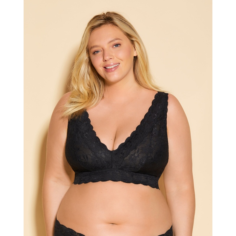 Ultra Curvy Plungie Longline Bralette Black XS
