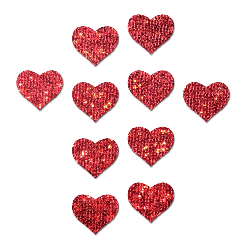 Body Minis: 10 Mini Red Glitter Hearts Nipple & Body Pasties by Pastease