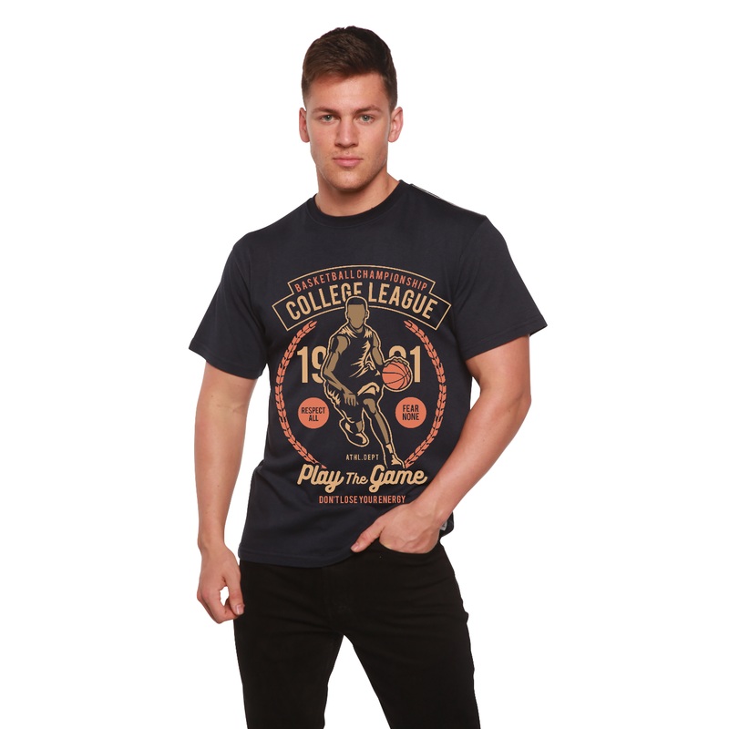 College League Men’s Bamboo Viscose/Organic Cotton Short Sleeve Graphic T-Shirt Medium Black