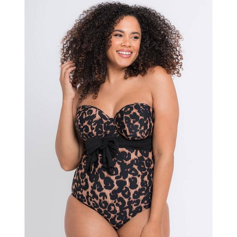Curvy Kate Wrapsody Bandeau One Piece Swimsuit – Leopard Print 32DDD/F