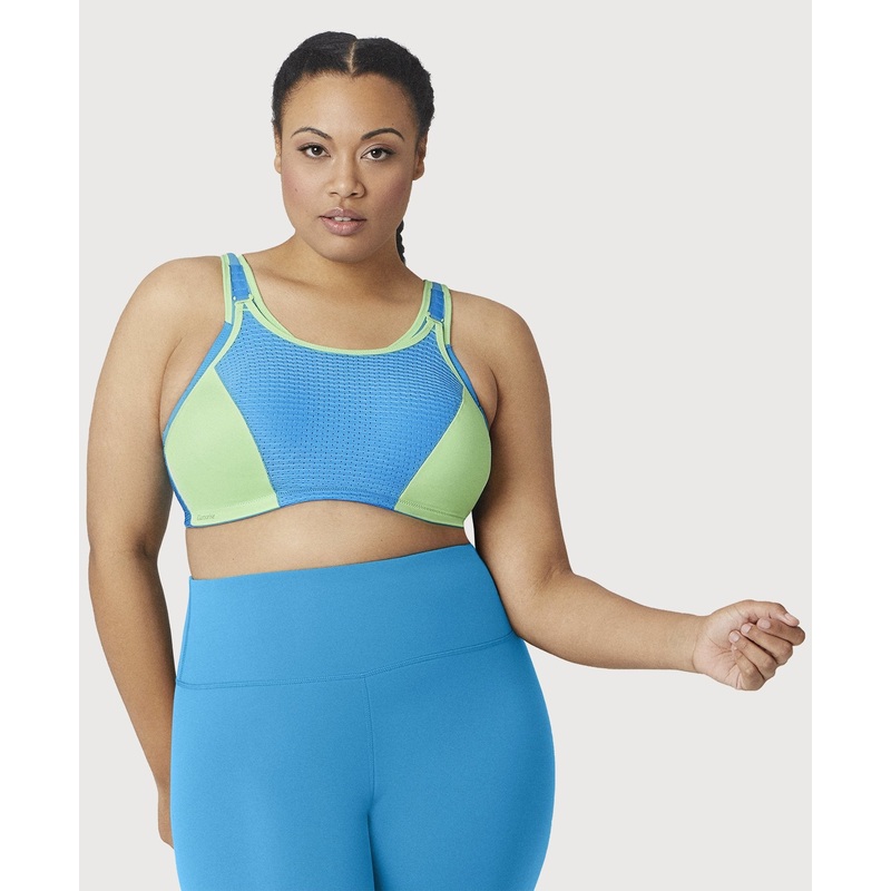 Glamorise Custom Control Wire-free Sports Bra – Blue/Green 32B
