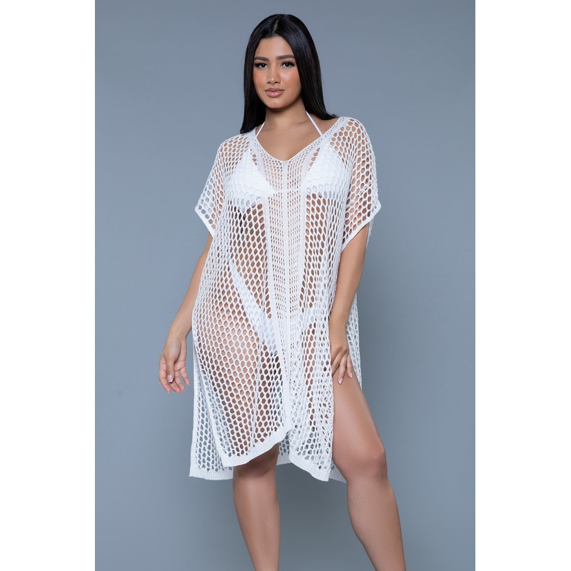 Jenna Caftan Poncho Cover-Up White S/M