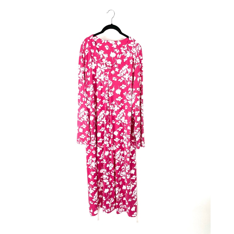 Long Sleeve Bright Pink Floral Nightgown – 1X