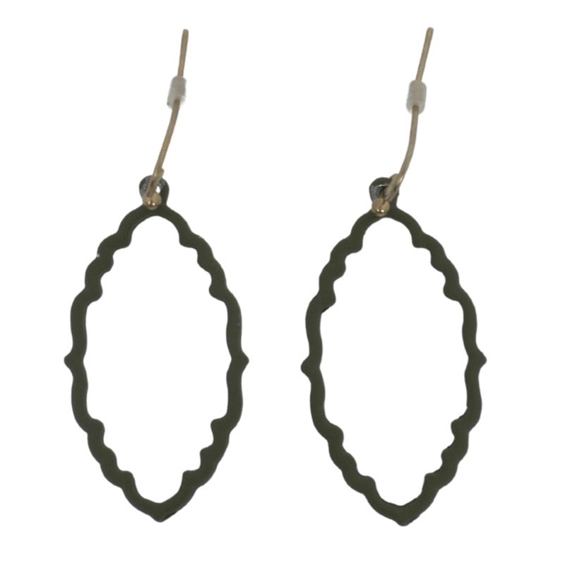 Olive Green Leaf Earrings