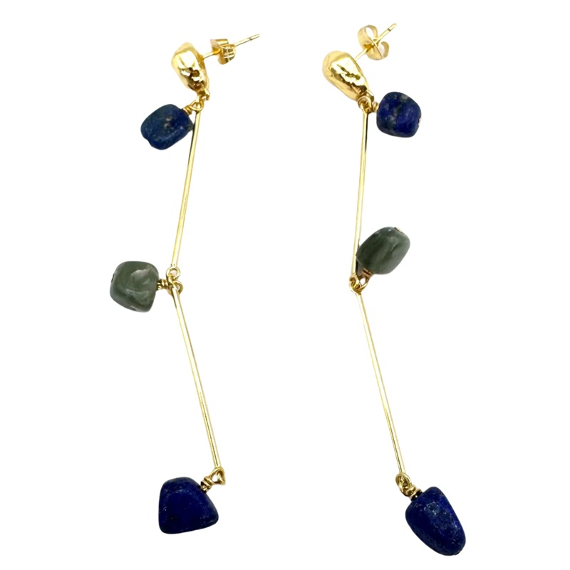 Blue and Green Stone Earrings