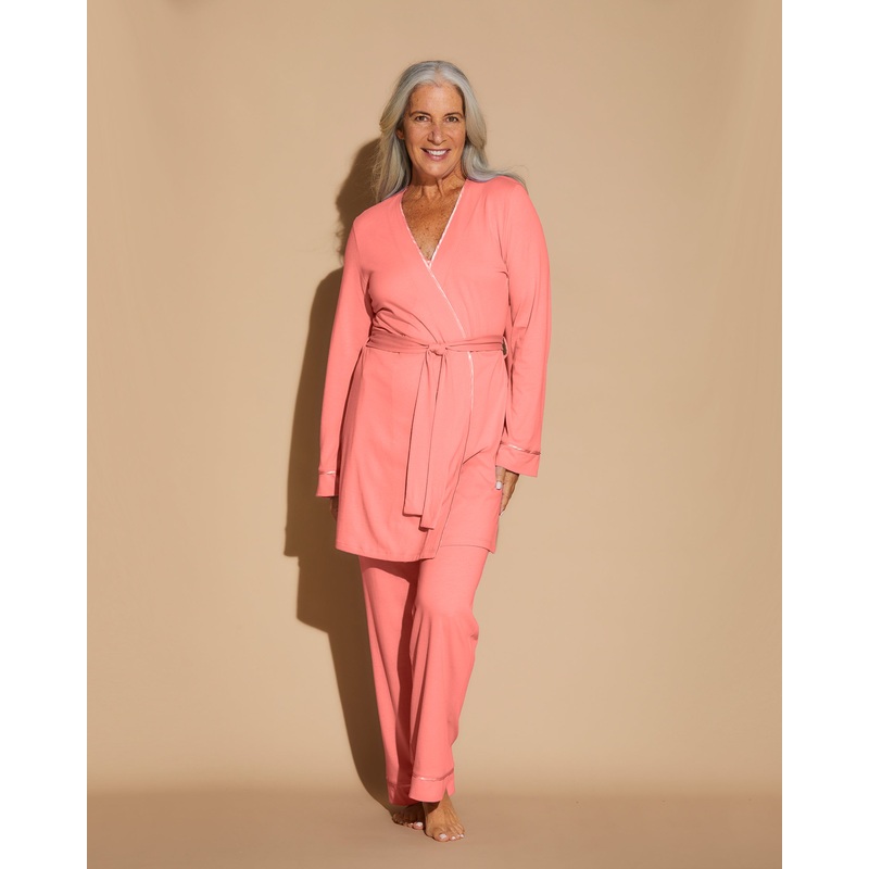 3 Piece Pajama Set With Robe CORAL BREEZE/CORAL BREEZE XS
