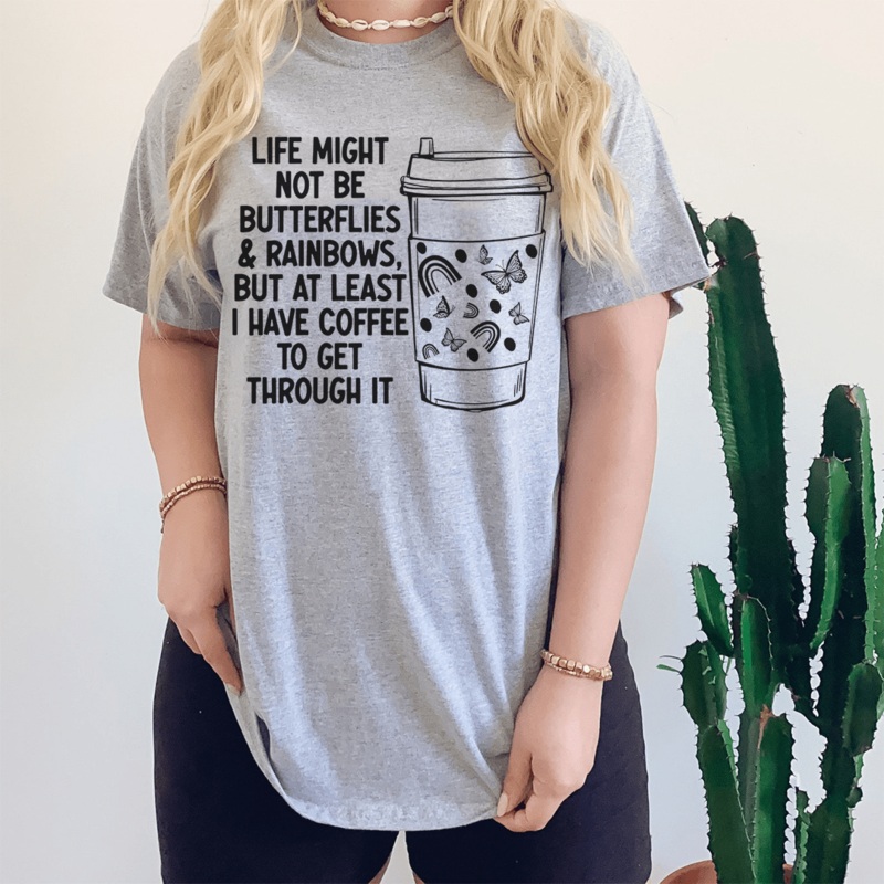 Butterflies And Rainbows Tee Athletic Heather S