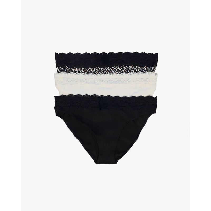 Lot De 3 Bikinis Love Grande Taille Black/Moon Ivory/Leopard 1X