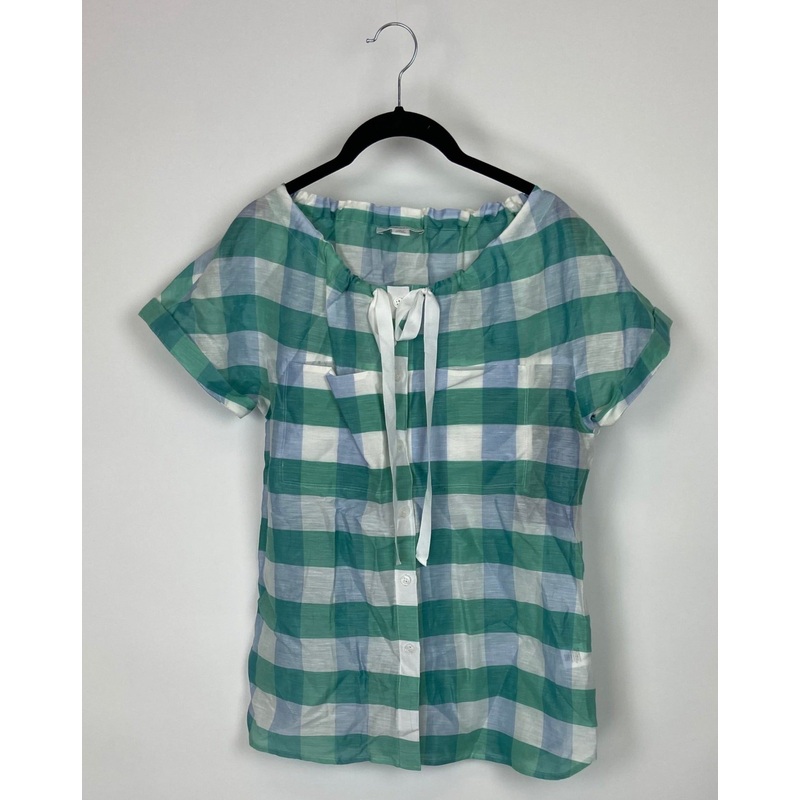 Plaid Blouse With Bow – Small