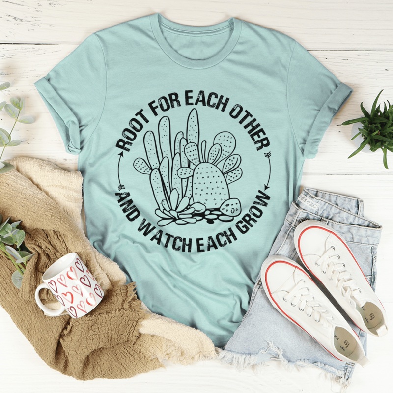 Root For Each Other Tee Heather Prism Dusty Blue S
