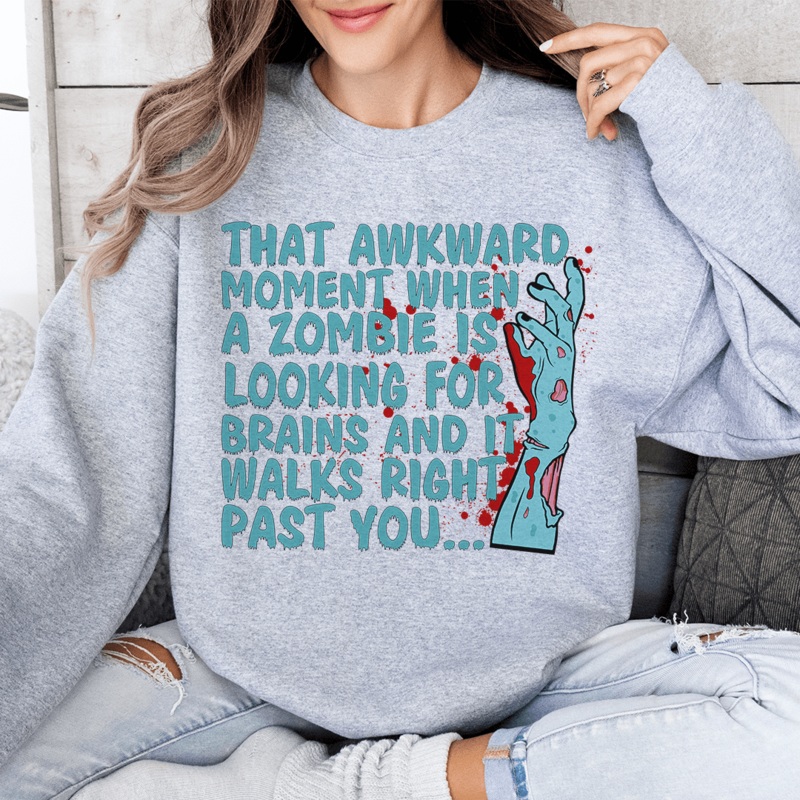 Zombie Looking For Brains Sweatshirt Sport Grey S