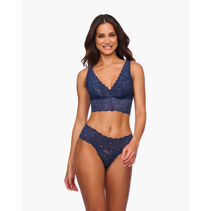 Bralette Alta Con Scollatura Profonda Blu Navy S