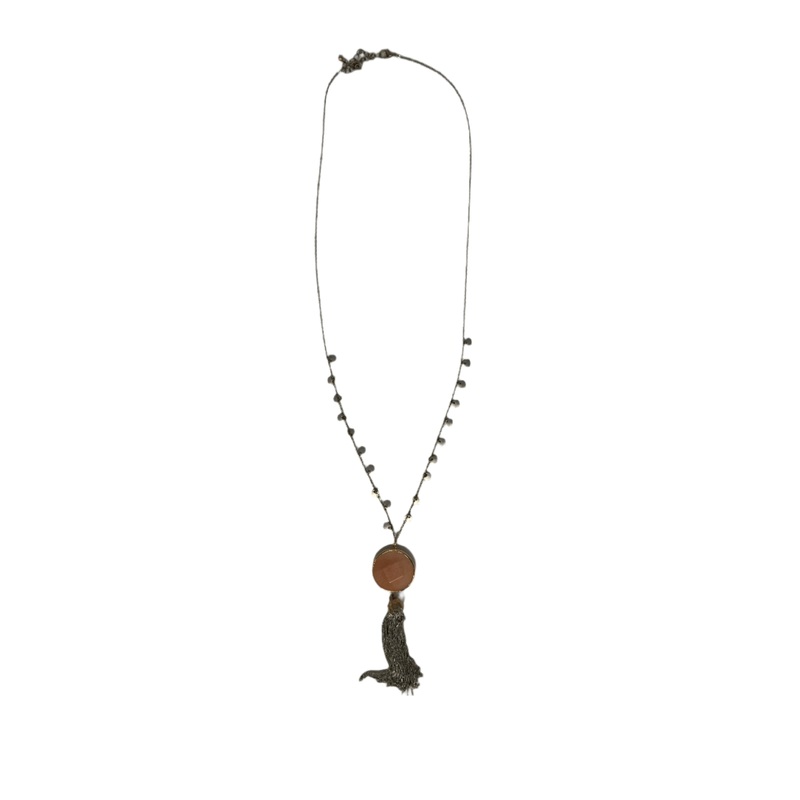 Gold Tassel And Gemstone Necklace