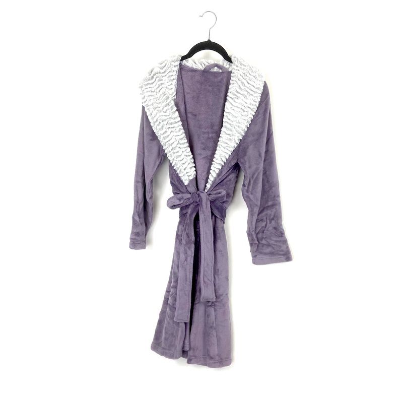 Purple And Gray Faux Fur Robe – Small