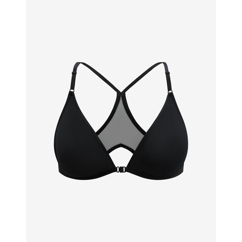 Bare Mesh Front Close Racerback Bra black 30B
