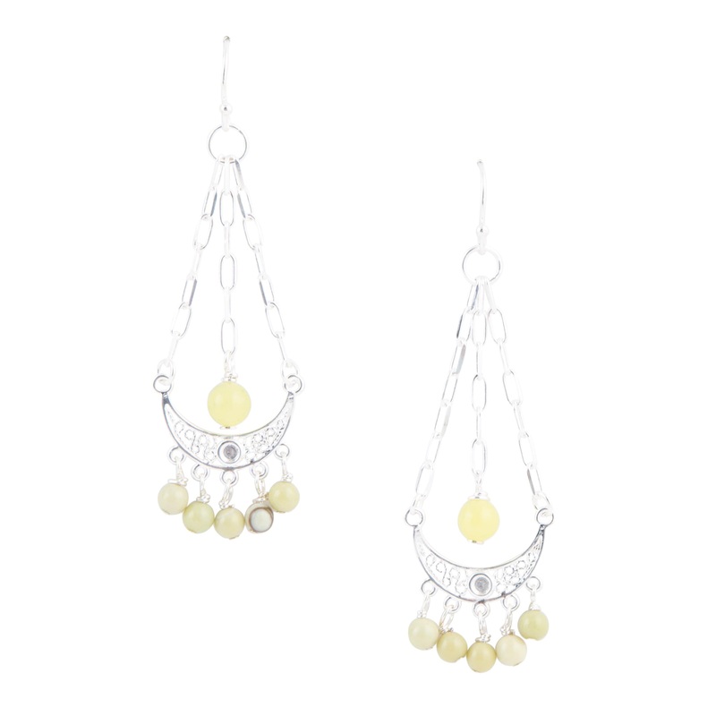 Chartruese Lemon Jade Chandelier Earrings