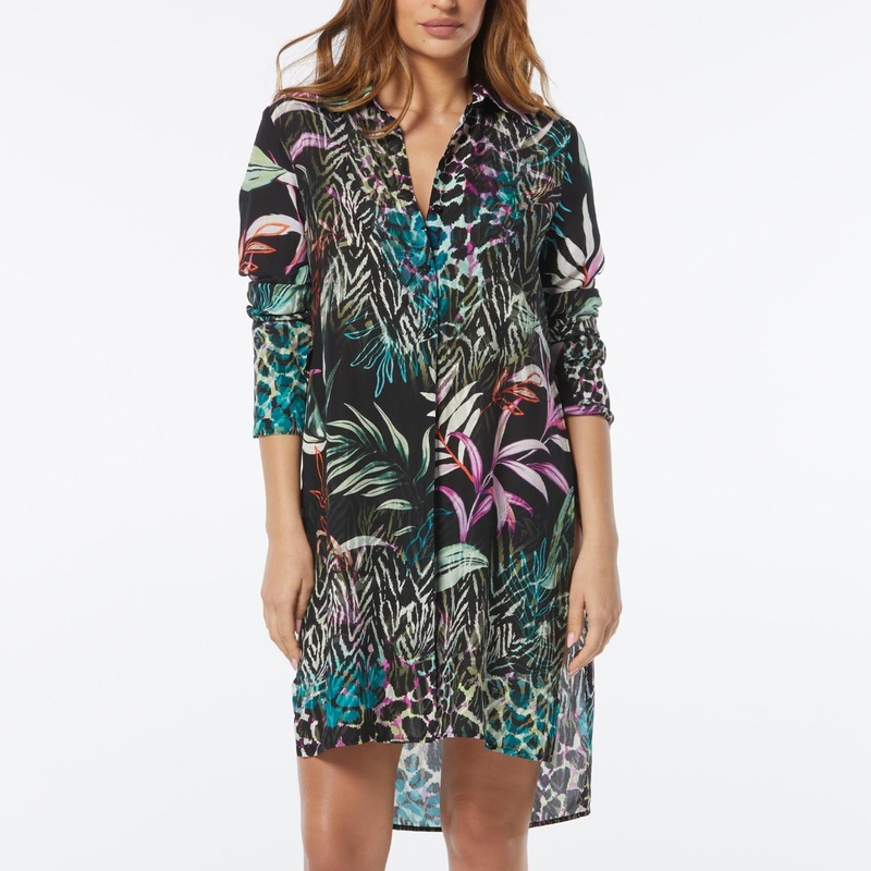 Organic Bloom Tie-Front Shirt Cover-Up – C5P864 MULTI S