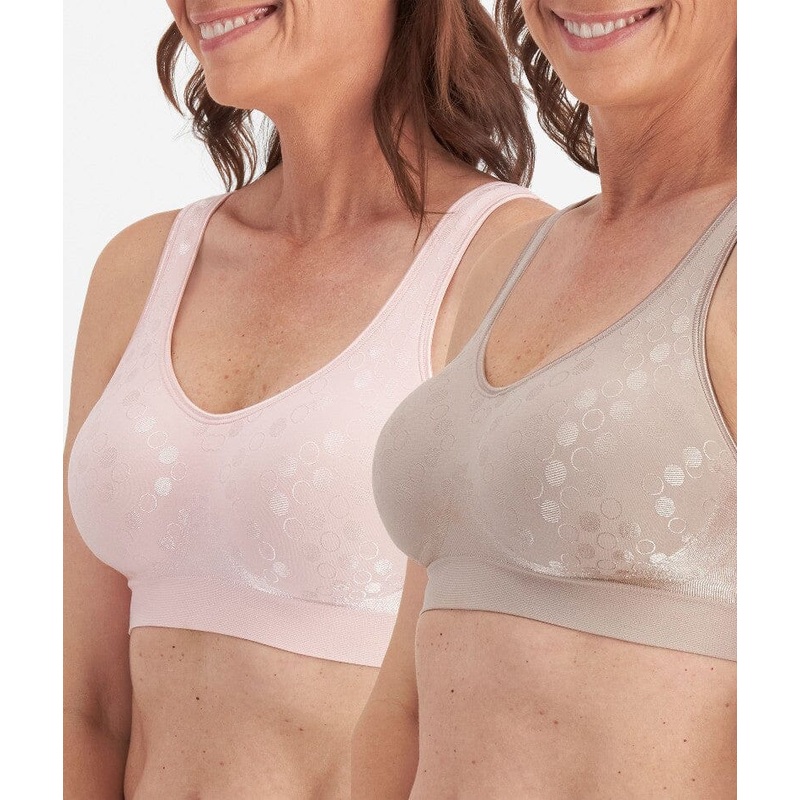 Playtex Comfort Revolution Contour Dot Wire-free 2 Pack Bra – Evening Blush/Gentle Peach XS