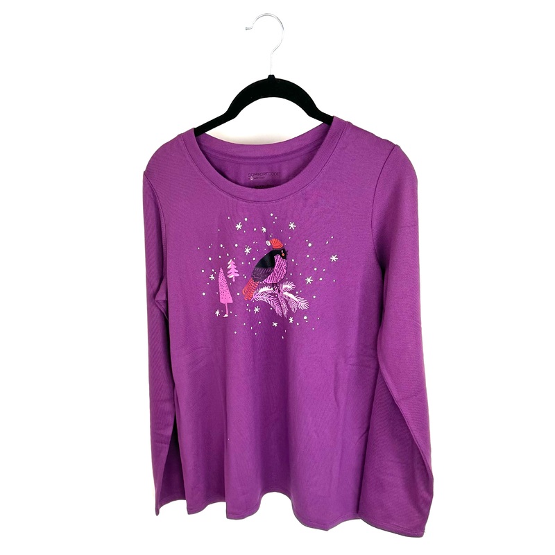 Purple Winter Theme Long Sleeve Top – Size 6-8