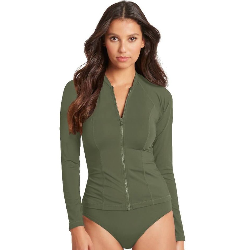 Sea Level Eco Essentials Long Sleeved Rash Vest – Full Zipper – Khaki 4