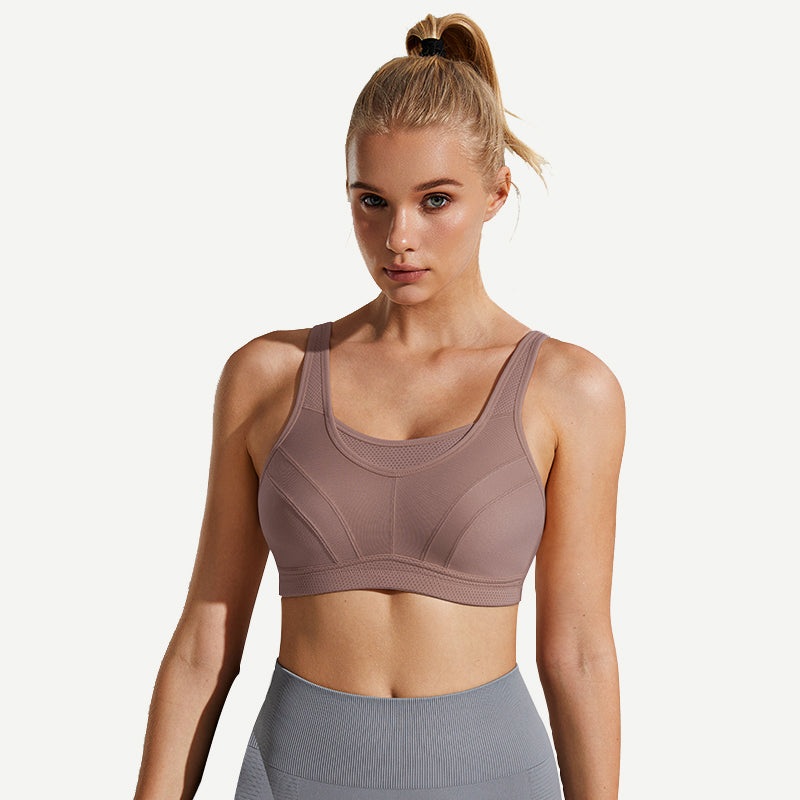 Full Coverage Solid Absorb Breathable Wirefree Sports Bra Amber 34B/75B