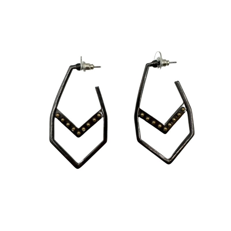 Gunmetal and Gold Geometric Earrings