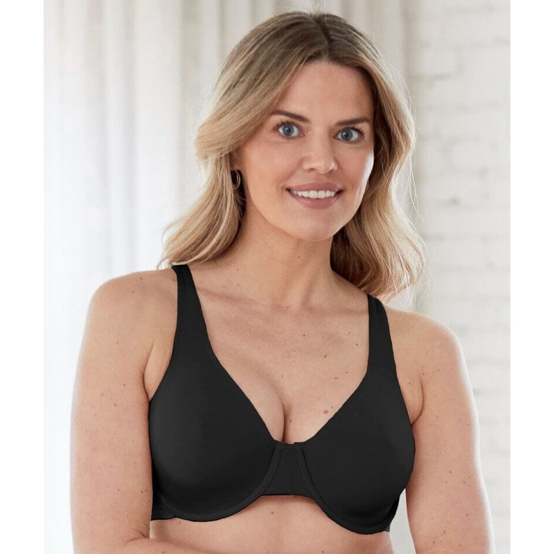 Bestform Unlined Cotton Stretch T-Shirt Bra with Underwire – Black 34B