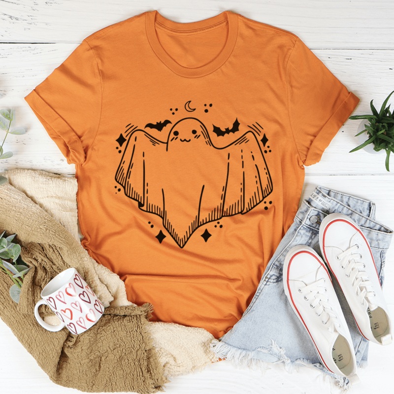 Cute Little Ghost Tee Burnt Orange S