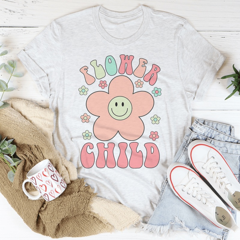 Smiley Flower Child Tee Ash S