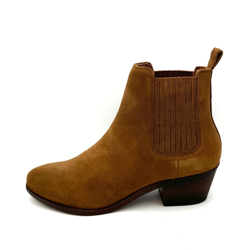 Tan Caramel Suede Pleated Booties – Size 7
