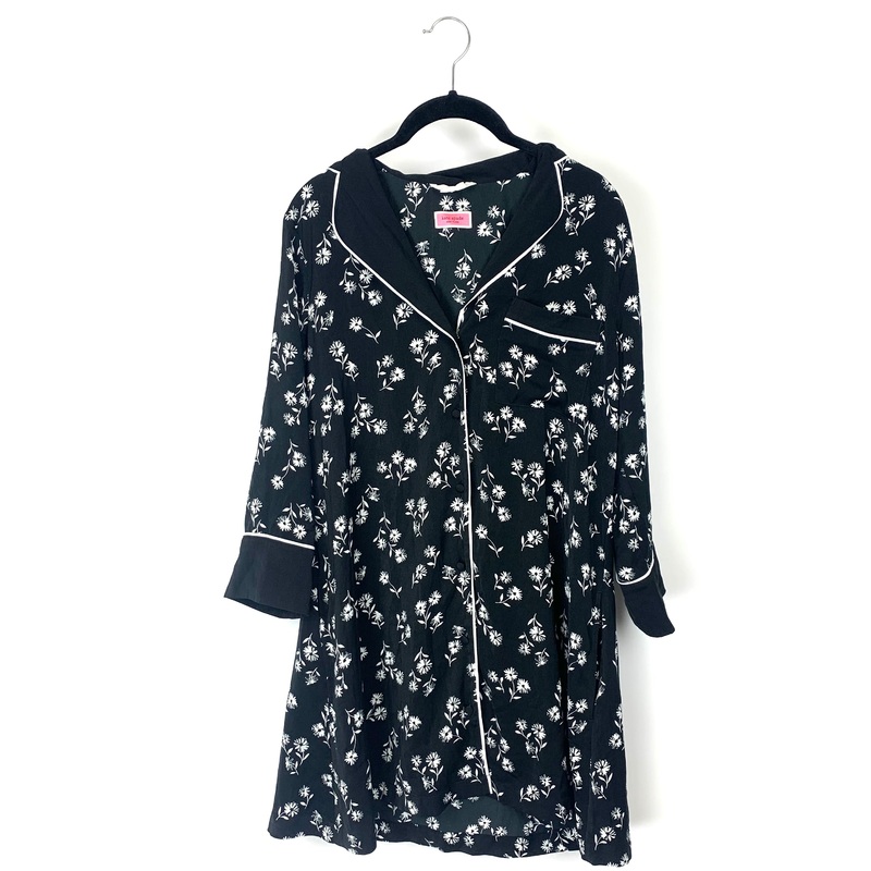 Black Floral Print Nightgown – Small