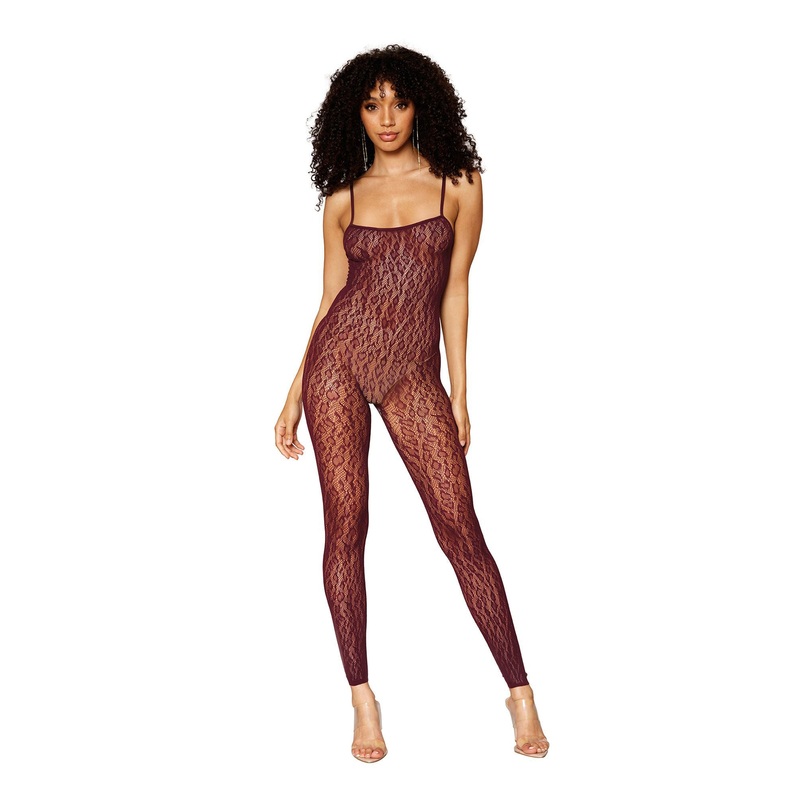 Catsuit Bodystocking and Shrug – One Size – Burgundy