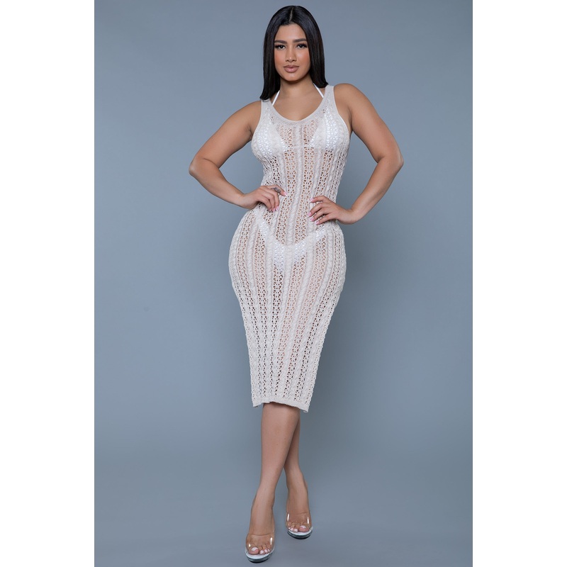 Naomi Crochet Midi Dress Cover-Up Dress Cream/Nude S/M