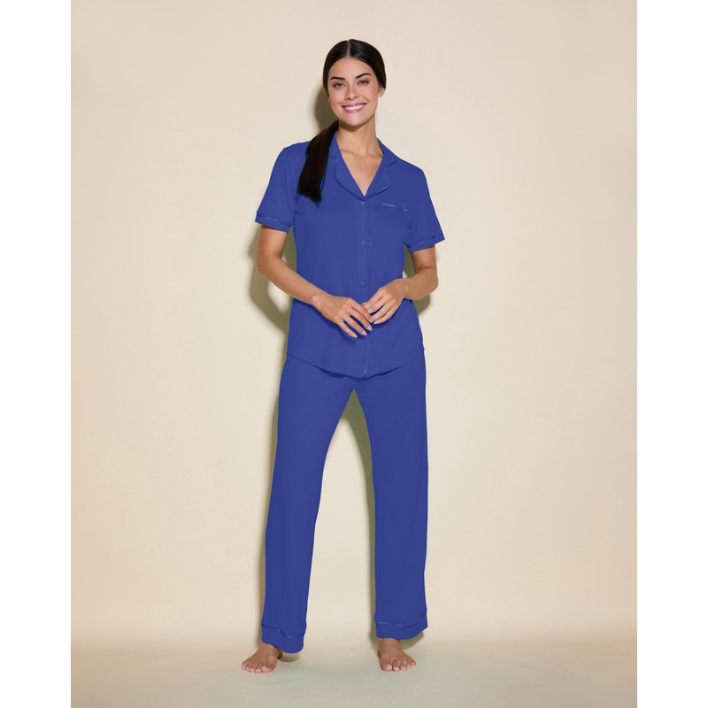 Short Sleeve Top & Pant Pajama Set Cobalt/Cobalt XS