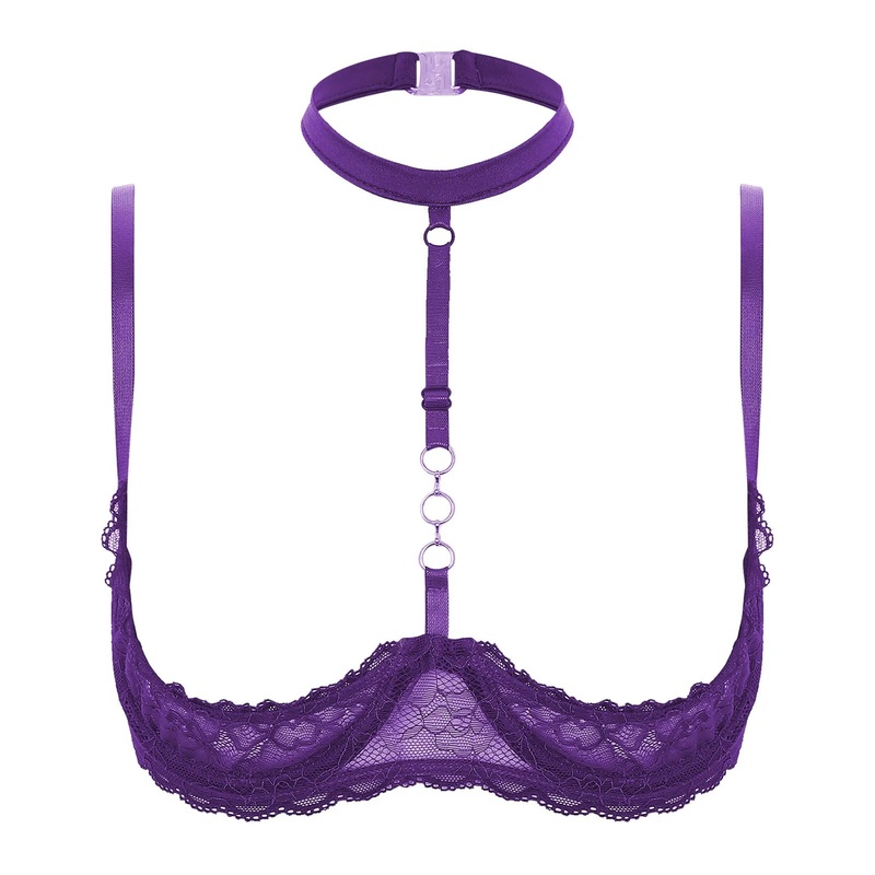 Skylar Halter Neck Cupless Bra Hot Pink S