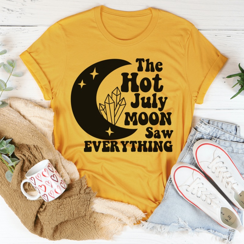The Hot July Moon Saw Everything Tee Mustard S