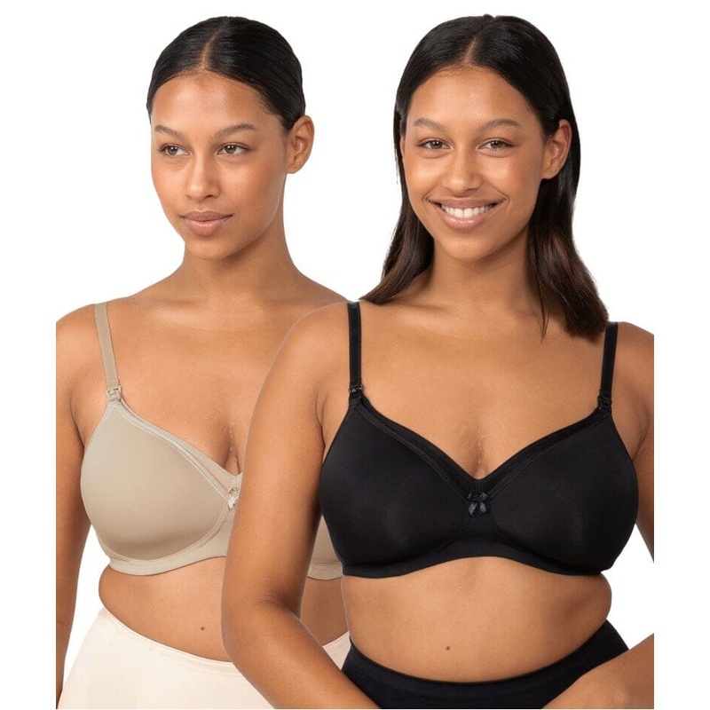 Triumph Mamabel Smooth Wire-free Maternity Bra 2 Pack – Black/Nude 32B